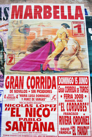 Bullfighting and matador poster, Marbella, Andalusia, Spain, Europe.のeditorial素材