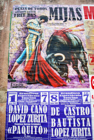 Bullfighting and matador poster, Mijas, Andalusia, Spain, Europe.のeditorial素材