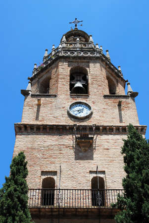 View of Santa Maria La Mayor Church bell tower, Ronda, Malaga Province, Andalucia, Spain, Europe