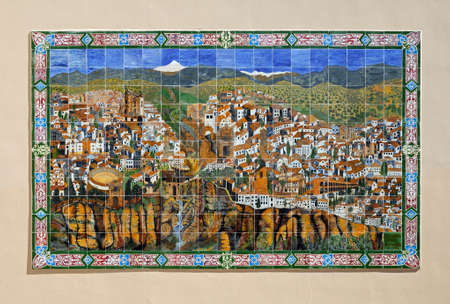RONDA, SPAIN - OCTOBER 24, 2009 - Ceramic tiled town plan on a wall, Ronda, Malaga Province, Andalucia, Spain, Europe, October 24, 2009.のeditorial素材