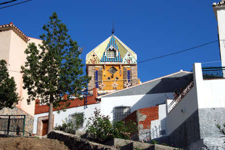 View of the pretty Hermitage (Ermita de Nuestra Senora de Lourdes, Founded in 1953), El Valdes, Malaga Province, Andalucia, Spain, Europeのeditorial素材