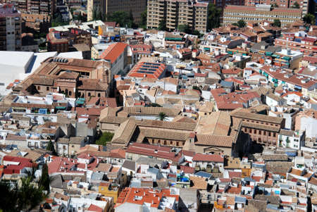 Elevated view across the city rooftops, Jaen, Jaen Province, Andalucia, Spain, Western Europe.のeditorial素材