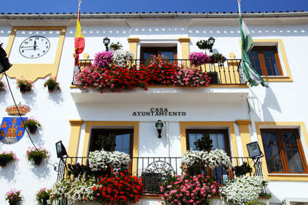 Front view of the town hall (Ayuntamiento), Benahavis, Spain.のeditorial素材