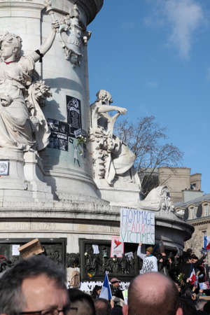 Event on Republic Square in Paris Against Terrorism and in memory of the attack Against satirical newspaper Charlie Hebdo-January 11, 2015. Franceのeditorial素材