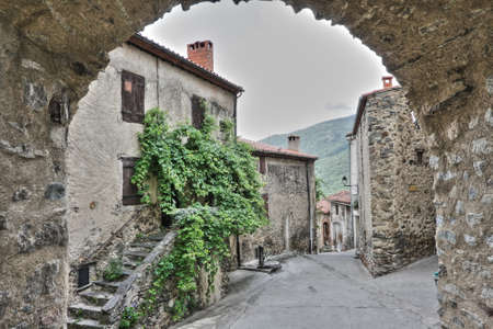 Street in the village of Mosset Pyrenees, Franceの写真素材