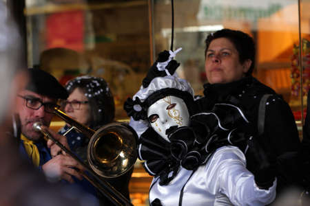 Pierrot During carnival of Limoux in Franceのeditorial素材