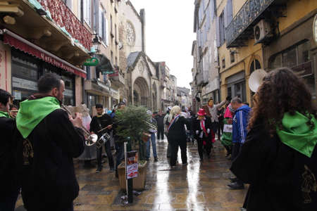 People dancing in the street During carnival of Limouxのeditorial素材