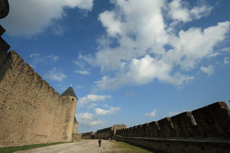 Medieval city of Carcassonne in Occitanie, South of Franceの写真素材