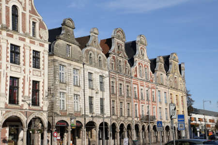 Traditional buildings in Arras great place, Nord Region of Franceのeditorial素材