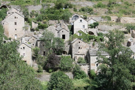Village in Gorges du Tarn or Tarn canyon in France