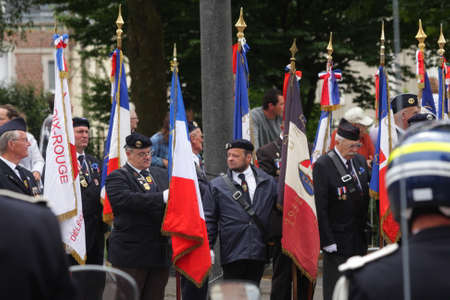 Former fighter marching for the national day of 14 July Commemorating the French Revolution.Saint Quentin in Picardy Region of Franceのeditorial素材