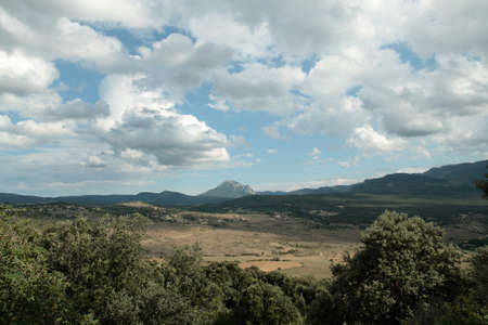 Landscape in Corbieres, Occitanie in south of Franceの写真素材