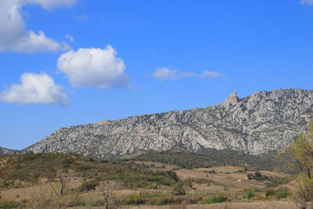 Landscape in Fenouilledes, Pyrenees orientales in south of Franceの写真素材