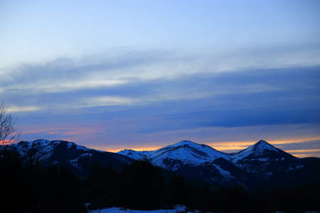 landscape and cloudy sky in Pyrenees. Occitanie in south of France