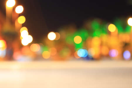 Round multicolored light of city in nightの写真素材