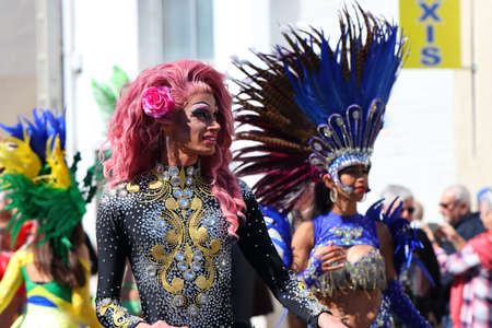 Brazilian dancer at the carnival of Limoux in the Aude, Languedoc in the south of France