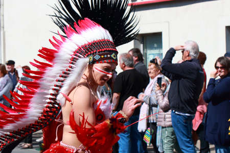Brazilian woman dancing at the carnival of Limoux in the Aude, Occitanie in the south of France