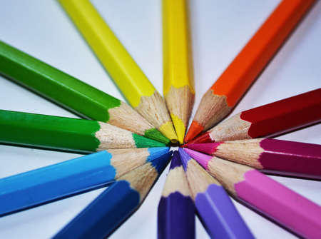 Colorful pencils in a circleの写真素材