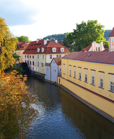 A water mill on a river in Pragueの写真素材