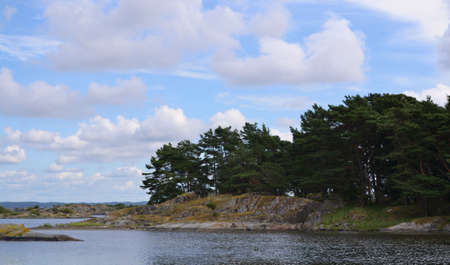Landscape with lakeの写真素材