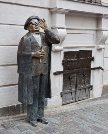 Sculpture in a street in Gamla Stan, Stockholm, Swedenの写真素材