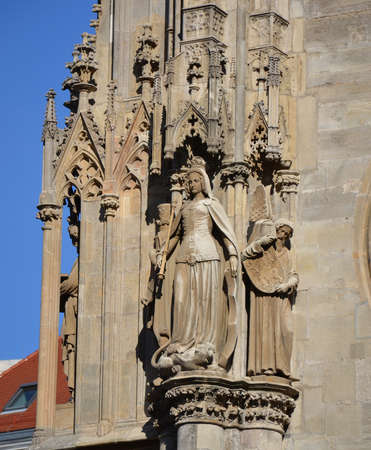 Detail of St. Stephans Cathedral in Vienna, Austriaの写真素材
