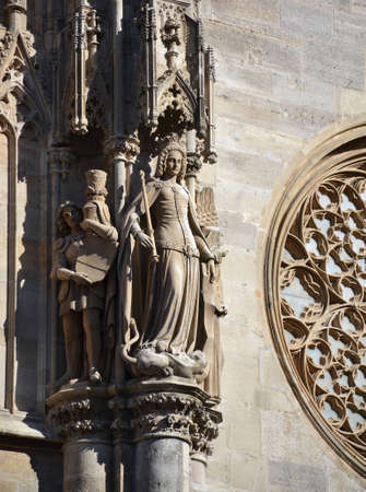 Detail of St. Stephans Cathedral in Vienna, Austriaの写真素材