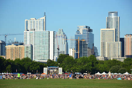 Open-air concert in park, downtown Austin, Texasのeditorial素材