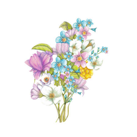 watercolor vintage flowersの写真素材