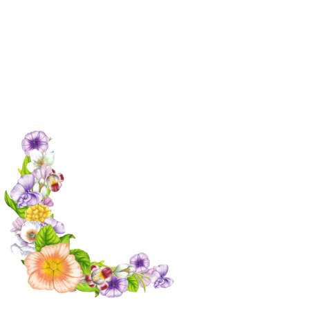 Banner of beautiful watercolor wildflowersの写真素材