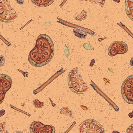 Seamless pattern of bilva slicesの写真素材