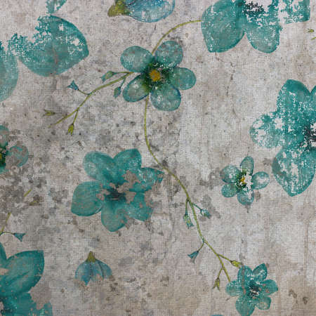 Blue flowers on grange gray backgroundの写真素材