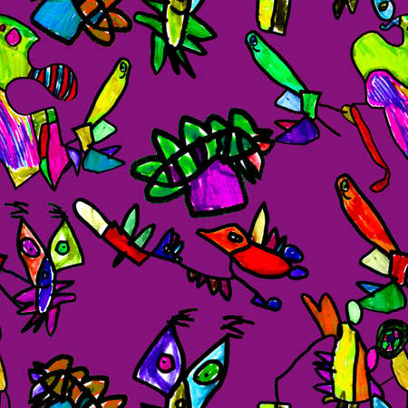 Seamless pattern of kids illustrationsの写真素材