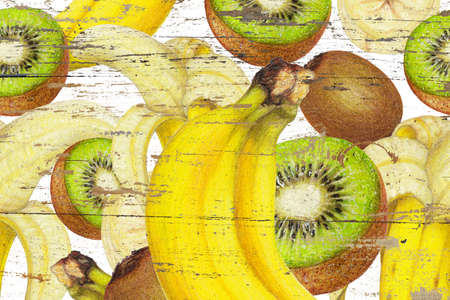 Fruits on textureの写真素材