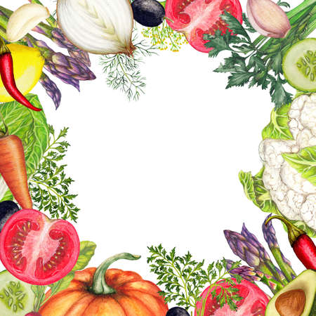 Hand drawn banner of organic vegetablesの写真素材