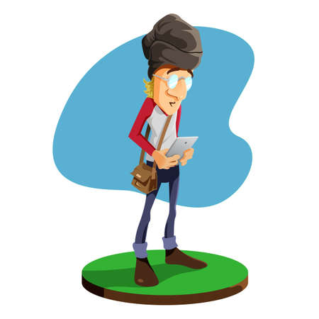 Man Holding Smartphonesのイラスト素材