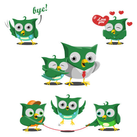 Baby Owl setのイラスト素材