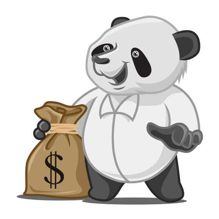 Panda with Sack of Cashのイラスト素材