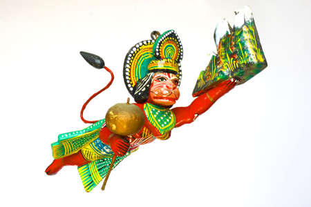 Lord Hanuman the Hindu monkey god bring the mountain to Ramの写真素材