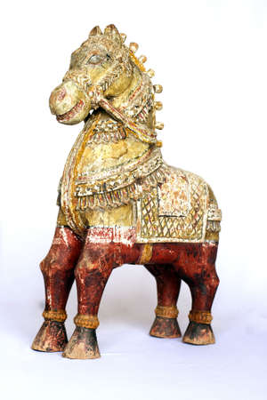 old wooden horse on a light backgroundの写真素材