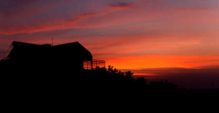 glowing sunset over a maharastian valleyの写真素材
