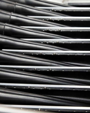 portrai of  black and white blades and hose の写真素材