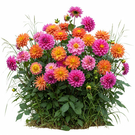 Bouquet of dahlia flowers isolated on white background.の素材