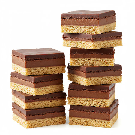 Chocolate biscuit on a white background. Selective focus.の素材