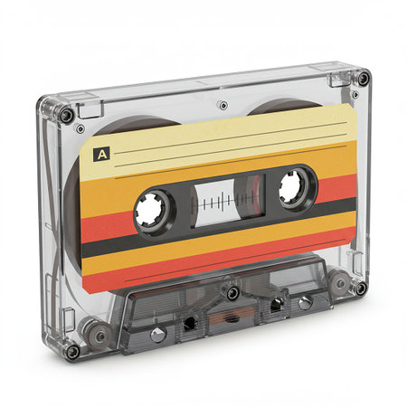 Cassette tape isolated on a white background. 3d render.の素材