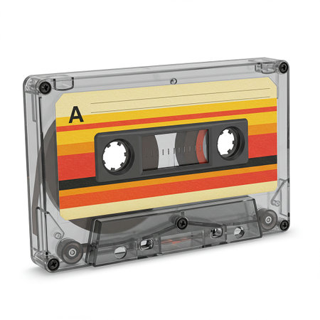 Cassette tape isolated on white background. Clipping path included.の素材