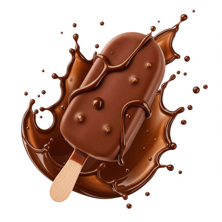 Chocolate ice cream with splash, realistic vector illustration isolated on white backgroundの素材