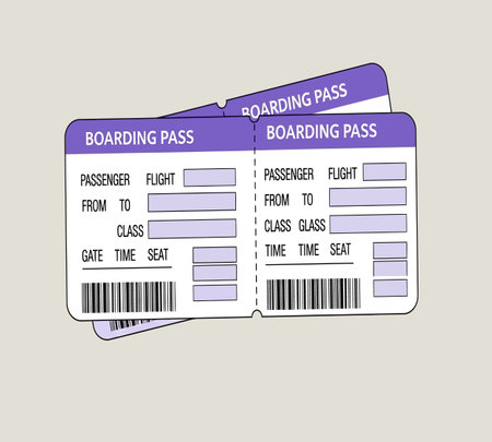 Set of boarding pass ticket. Vector illustration in flat design style.の素材
