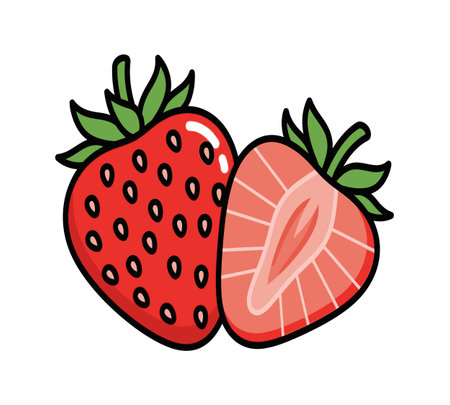 strawberry fresh fruit isolated icon vector illustration design vector illustration designの素材
