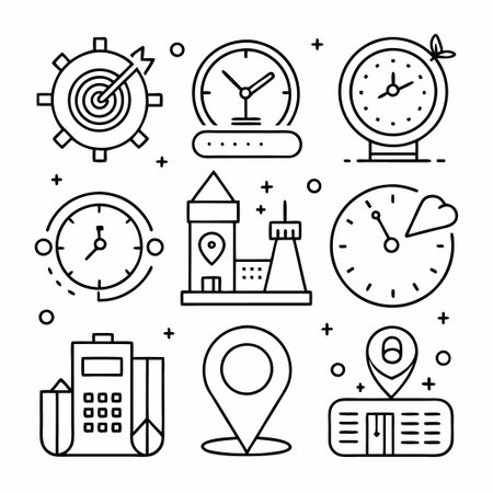 Line icons for a variety of business related themes.のイラスト素材